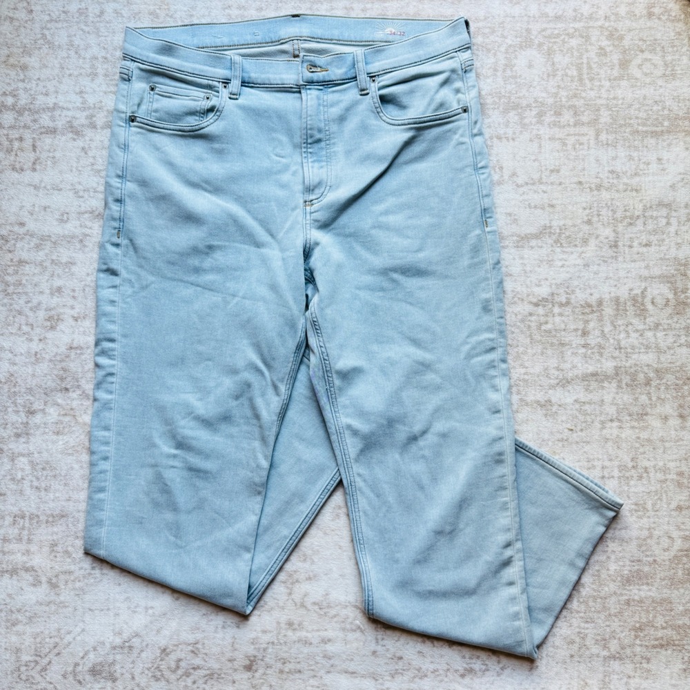 Faherty Stretch Terry Jeans Mens 34/32 Light Blue Excellent 5-Pocket Pants